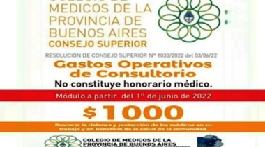 El Colegio de Médicos dio de baja al “plus” de mil pesos por gastos de consultorio